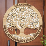 Grandkid Makes Retirement Even Sweeter - Personalized Shaped Wood Sign - Gift For Mom, Grandma