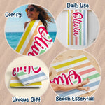 Mermaid Blue Stripe Beach Towel