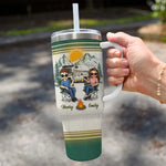 Custom Name Husband and Wife Camping Gifts for Couples - Personalized 40 Oz Tumbler With Handle