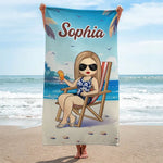 Chill Mode Activated - Bestie Personalized Custom Beach Towel - Summer Vacation Gift, Birthday Pool Party Gift For Best Friends, BFF, Sisters