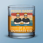 Proud Papa Of A Few Kids - Family Personalized Custom Whiskey Glass - Gift For Dad