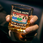Proud Papa Of A Few Kids - Family Personalized Custom Whiskey Glass - Gift For Dad