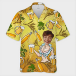 Custom Photo Love Is In The Summer Air - Couple Personalized Custom Unisex Tropical Hawaiian Aloha Shirt - Summer Vacation Gift, Gift For Beer Lovers