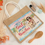 Just A Girl Who Loves Beaches - Bestie Personalized Custom Tote Gift Bags, Jute Tote Bags, Beach Bags - Gift For Bestie, BFF, Sisters