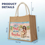 Just A Girl Who Loves Beaches - Bestie Personalized Custom Tote Gift Bags, Jute Tote Bags, Beach Bags - Gift For Bestie, BFF, Sisters