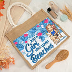 Just A Girl Who Loves Summer - Bestie Personalized Custom Tote Gift Bags, Jute Tote Bags, Beach Bags - Gift For BFF, Sisters, Daughter