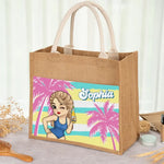 Summer Vibe - Bestie Personalized Custom Tote Gift Bags, Jute Tote Bags, Beach Bags - Gift For Bestie, BFF, Sisters