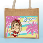 Summer Vibe - Bestie Personalized Custom Tote Gift Bags, Jute Tote Bags, Beach Bags - Gift For Bestie, BFF, Sisters