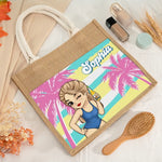 Summer Vibe - Bestie Personalized Custom Tote Gift Bags, Jute Tote Bags, Beach Bags - Gift For Bestie, BFF, Sisters