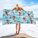 Custom Photo Holiday Mode Accelarated - Dog
& Cat Personalized Custom Beach Towel - Summer Vacation Gift, Birthday Pool Party Gift For Dog Lovers