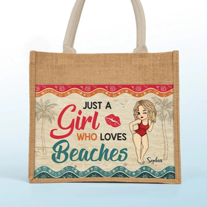 Summer Vacation - Bestie Personalized Custom Tote Gift Bags, Jute Tote Bags, Beach Bags - Gift For Best Friends, BFF, Sisters