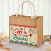 Summer Vacation - Bestie Personalized Custom Tote Gift Bags, Jute Tote Bags, Beach Bags - Gift For Best Friends, BFF, Sisters
