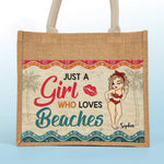 Summer Vacation - Bestie Personalized Custom Tote Gift Bags, Jute Tote Bags, Beach Bags - Gift For Best Friends, BFF, Sisters