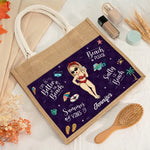 Custom Name Beach Vacation Gifts for Women - Personalized Jute Tote Bag