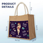 Custom Name Beach Vacation Gifts for Women - Personalized Jute Tote Bag