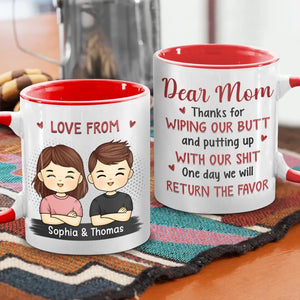 One Day We Will Return The Favor - Family Personalized Custom Accent Mug - Gift For Family Members