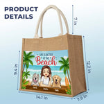 Best Dog Mom Ever - Dog Personalized Custom Tote Gift Bags, Jute Tote Bags, Beach Bags - Gift For Dog Lovers, Mom