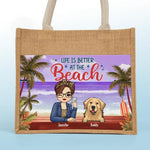 Best Dog Mom Ever - Dog Personalized Custom Tote Gift Bags, Jute Tote Bags, Beach Bags - Gift For Dog Lovers, Mom