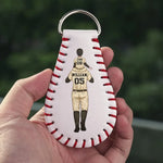 There's No Place Like Home - Family Personalized Custom Leather Keychain - Gift For Dad, Baseball Fans