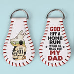 God Hit A Home Run When He Made You - Family Personalized Custom Leather Keychain - Gift For Family Members