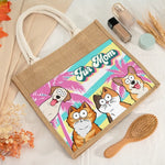 Fur Mom - Dog & Cat Personalized Custom Tote Gift Bags, Jute Tote Bags, Beach Bags - Gift For Dog Lovers, Cat Lovers, Mom