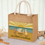 Life Is Better At The Beach Summer Vibes - Dog Personalized Custom Tote Gift Bags, Jute Tote Bags, Beach Bags - Gift For Dog Lovers, Pet Lovers