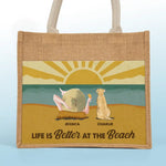 Life Is Better At The Beach Summer Vibes - Dog Personalized Custom Tote Gift Bags, Jute Tote Bags, Beach Bags - Gift For Dog Lovers, Pet Lovers
