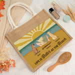 Life Is Better At The Beach Summer Vibes - Dog Personalized Custom Tote Gift Bags, Jute Tote Bags, Beach Bags - Gift For Dog Lovers, Pet Lovers