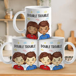 Double Trouble For The Parents - Family Personalized Custom Mug - Gift For Family Members