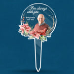 Custom Photo Always In Our Thoughts - Memorial Personalized Custom Stain Glass Style Acrylic Garden Stake - Sympathy Gift For Family Members