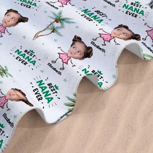 Serviette de plage personnalisée avec photo « Meilleure grand-mère de tous les temps » - Cadeau de vacances d'été pour grand-mère