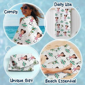 Serviette de plage personnalisée avec photo « Meilleure grand-mère de tous les temps » - Cadeau de vacances d'été pour grand-mère