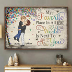 My Favorite Place In All The World Is Next To You - Couple Personalized Custom Horizontal Poster - Gift For Husband, Wife, Couple