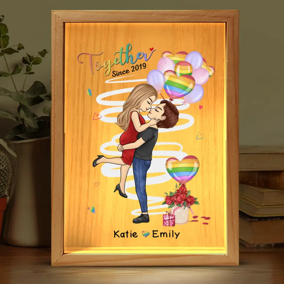 J'ai besoin de toi comme un cœur a besoin d'un battement - Cadre lumineux personnalisé pour couple - Cadeau pour mari et femme, anniversaire, LGBTQ+