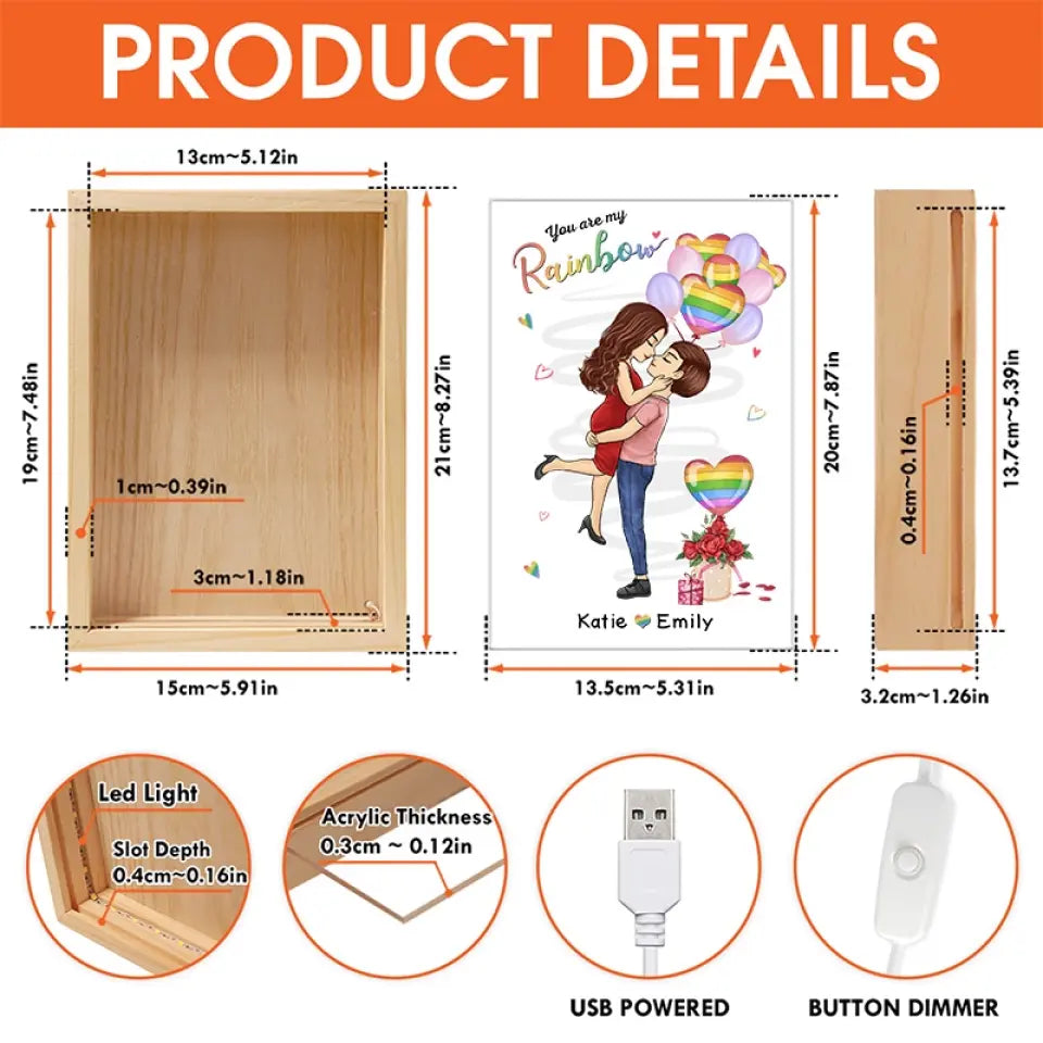 J'ai besoin de toi comme un cœur a besoin d'un battement - Cadre lumineux personnalisé pour couple - Cadeau pour mari et femme, anniversaire, LGBTQ+