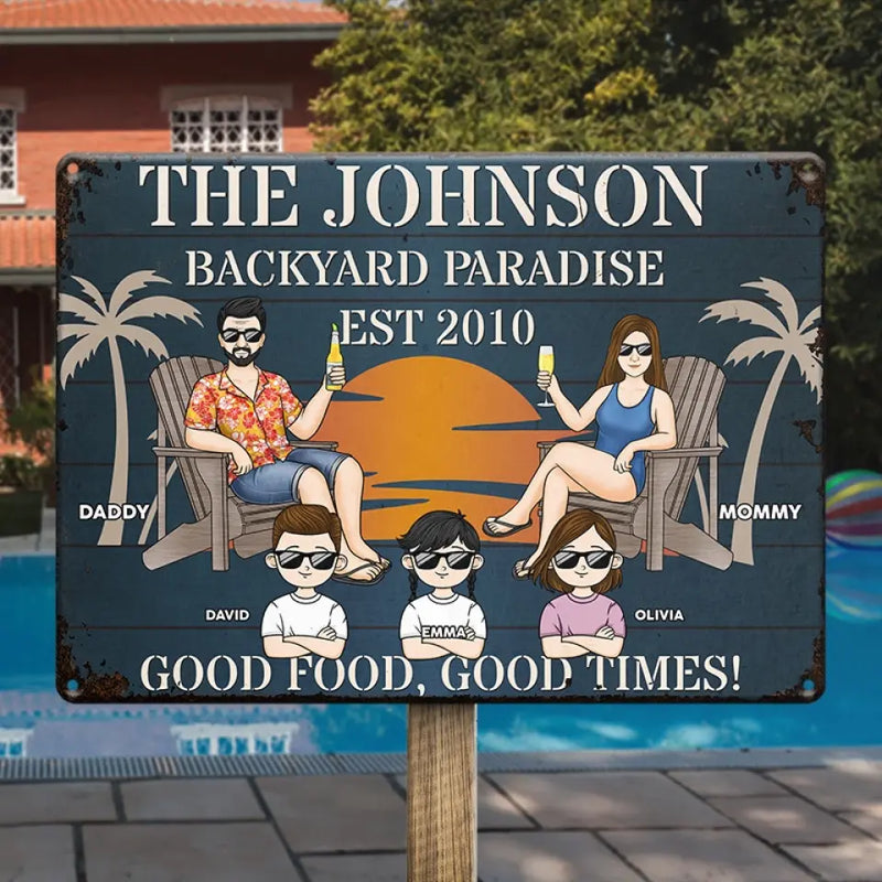 Good Food, Good Times - Family Personalized Custom Home Decor Metal Sign - House Warming Gift For Family Members
