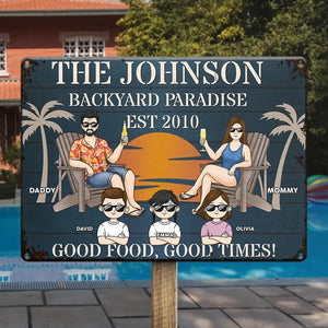 Good Food, Good Times - Family Personalized Custom Home Decor Metal Sign - House Warming Gift For Family Members