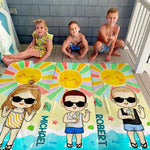 Smell The Sea And Feel The Sky - Family Personalized Custom Beach Towel - Summer Vacation Gift, Birthday Pool Party Gift For Kids, Brothers, Sisters