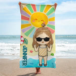 Smell The Sea And Feel The Sky - Family Personalized Custom Beach Towel - Summer Vacation Gift, Birthday Pool Party Gift For Kids, Brothers, Sisters