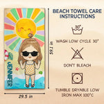 Smell The Sea And Feel The Sky - Family Personalized Custom Beach Towel - Summer Vacation Gift, Birthday Pool Party Gift For Kids, Brothers, Sisters