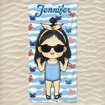 It’s Summer And Time For Wandering - Family Personalized Custom Beach Towel - Summer Vacation Gift, Birthday Pool Party Gift For Family Members