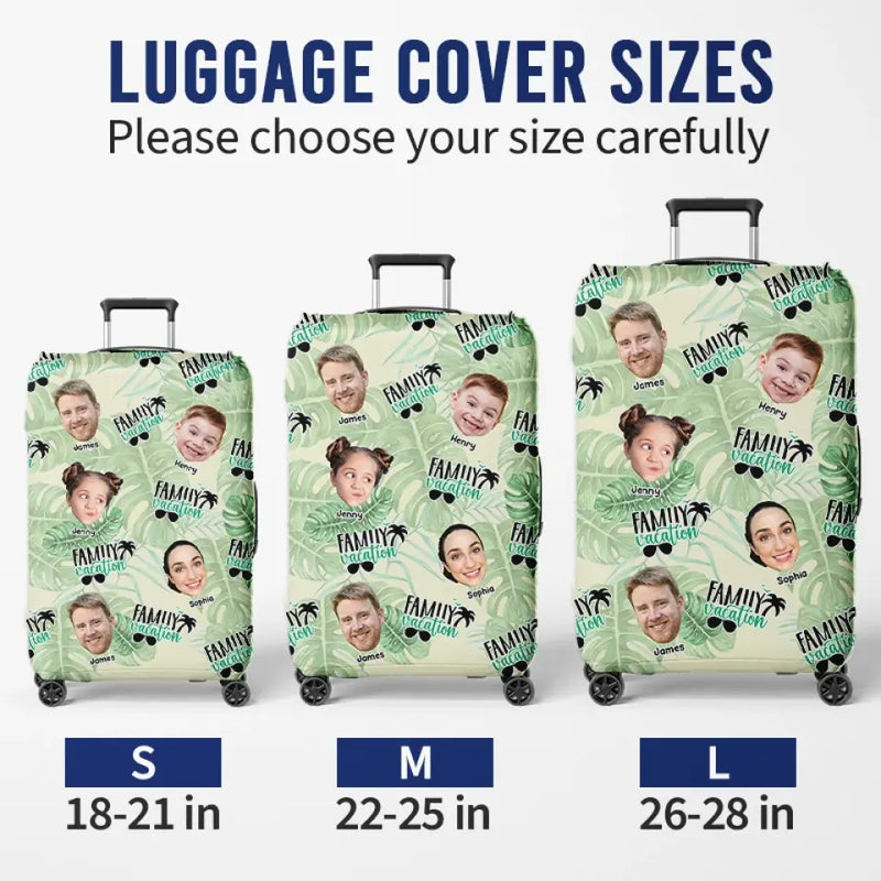 Custom Photo Remember That Happiness Is A Way Of Travel - Family Personalized Custom Luggage Cover - Summer Vacation Gift For Family Members