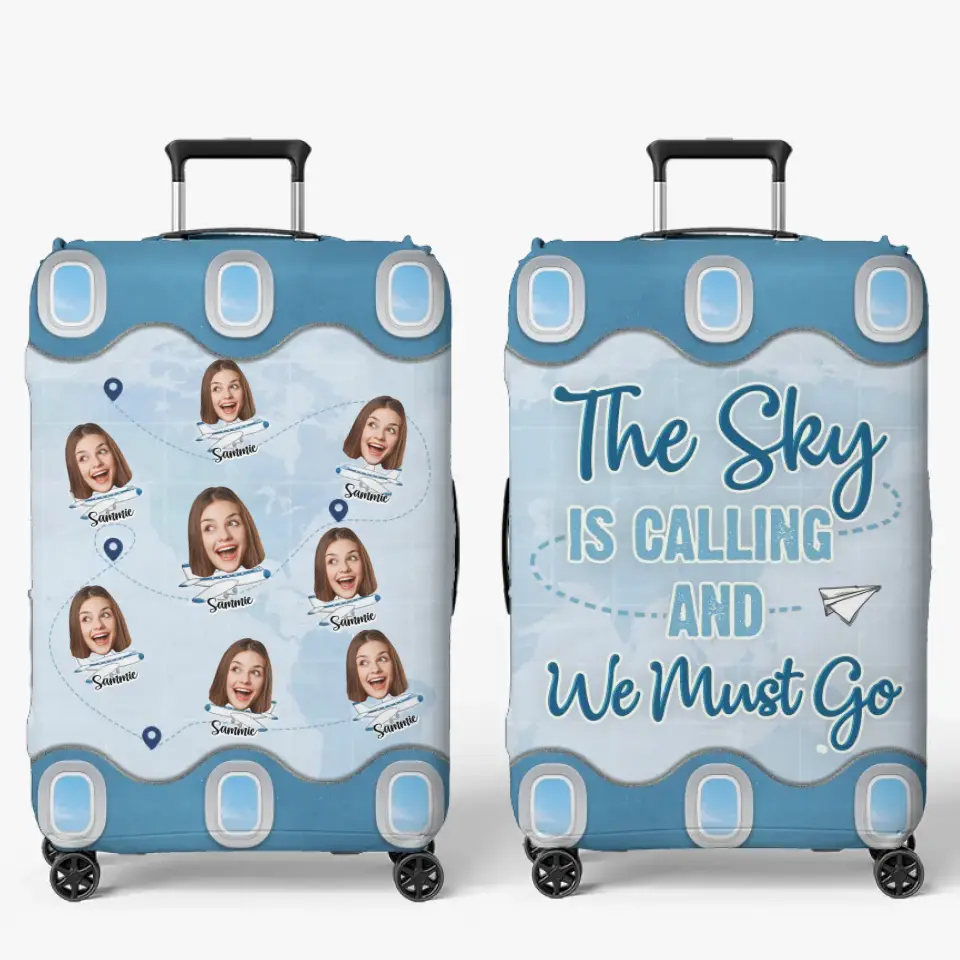 Custom Photo Side By Side, Exploring The Wide - Family Personalized Custom Luggage Cover - Summer Vacation Gift For Family Members