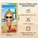 Adventure Awaits, Family In Tow - Family Personalized Custom Beach Towel - Summer Vacation Gift, Birthday Pool Party Gift For Kids