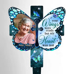 Custom Photo In Our Memories Forever - Memorial Personalized Custom Stain Glass Style Acrylic Garden Stake - Sympathy Gift For Family
