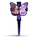 Custom Photo In Our Memories Forever - Memorial Personalized Custom Stain Glass Style Acrylic Garden Stake - Sympathy Gift For Family
