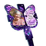 Custom Photo In Our Memories Forever - Memorial Personalized Custom Stain Glass Style Acrylic Garden Stake - Sympathy Gift For Family