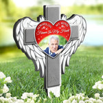 Custom Photo You Touched Our Lives - Memorial Personalized Custom Stain Glass Style Acrylic Garden Stake - Sympathy Gift For Family
