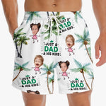 Custom Photo Just A Dad & His Girl - Family Personalized Custom Tropical Hawaiian Aloha Men Beach Shorts - Summer Vacation Gift For Dad