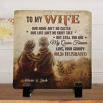 My Wife Is My Queen Forever - Couple Personalized Custom Square Shaped Stone With Stand - Gift For Wife, Husband